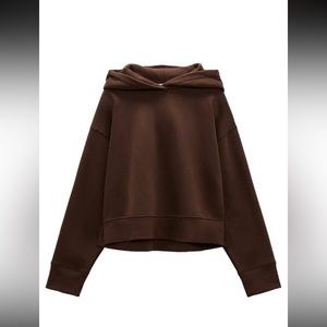 Zara Brown Cropped Hoodie